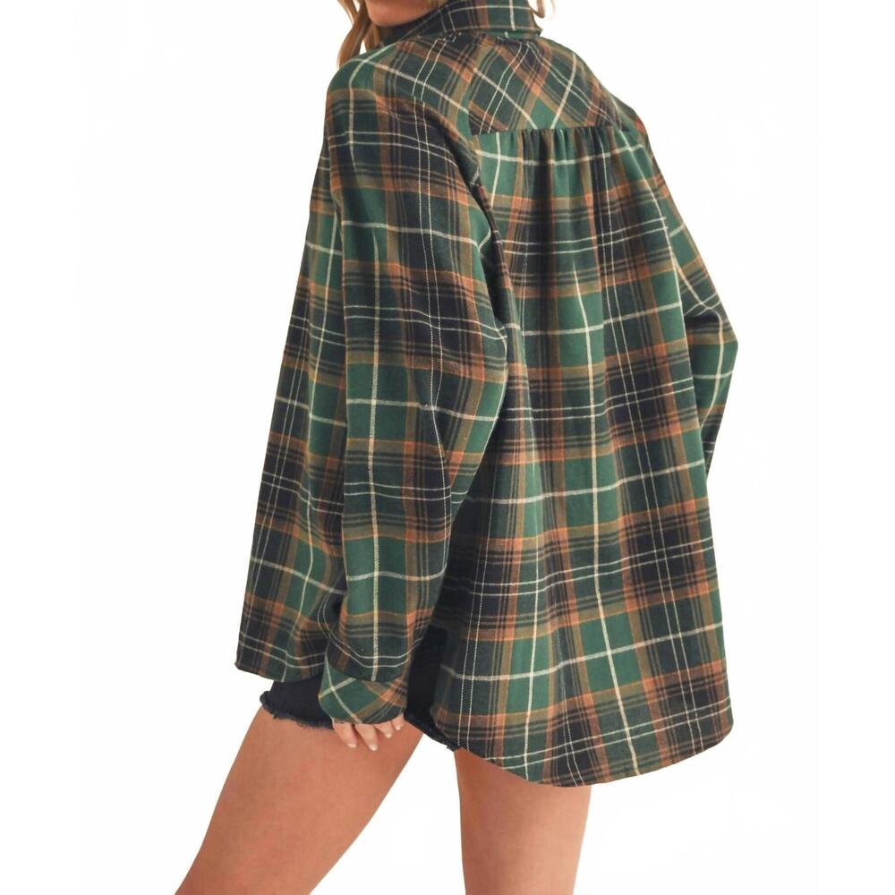 NEW AEMI + CO katie flannel shirt in green - Picture 3 of 4
